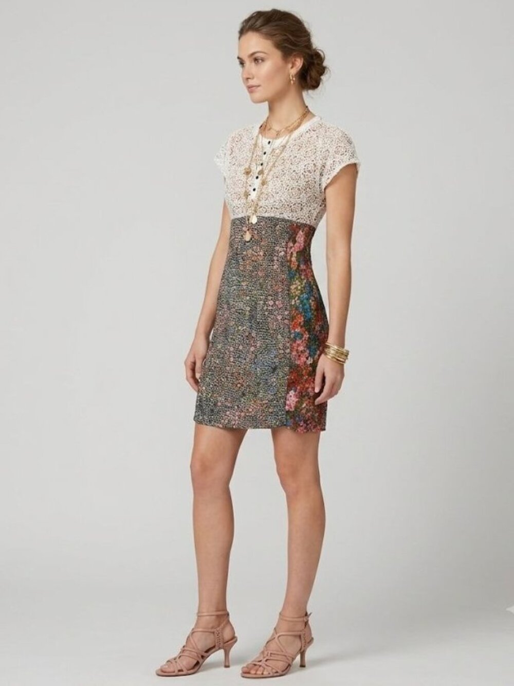 Beguile By Byron Lars Crochet Lace & Floral Dress Multicolor Size 6